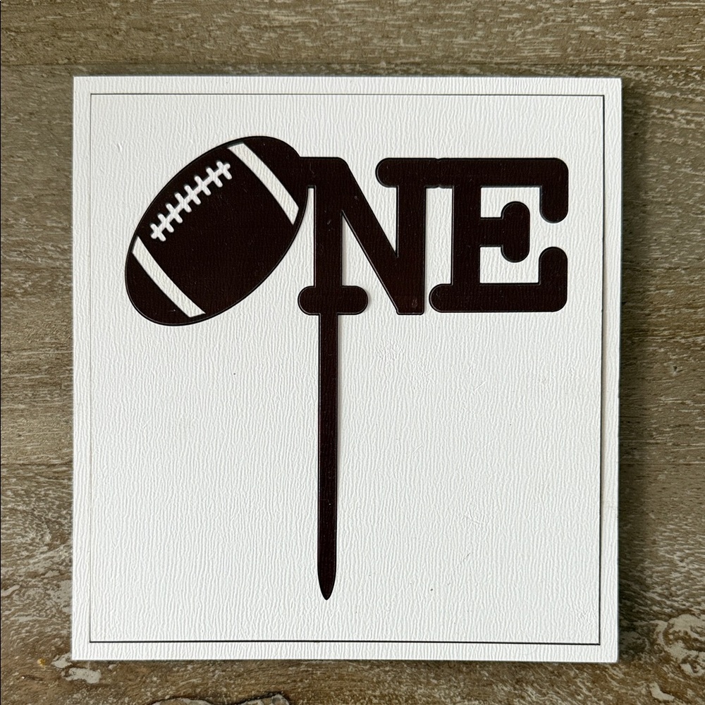 Brown Football Themed 1st Birthday Cake Topper